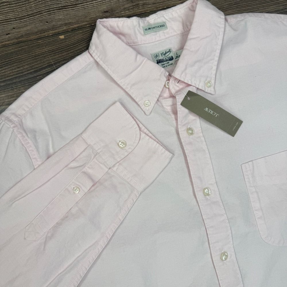 J.Crew Mens Size Large Slim Untucked Broken-In Oxford Shirt Pink Cotton NEW - Picture 1 of 7